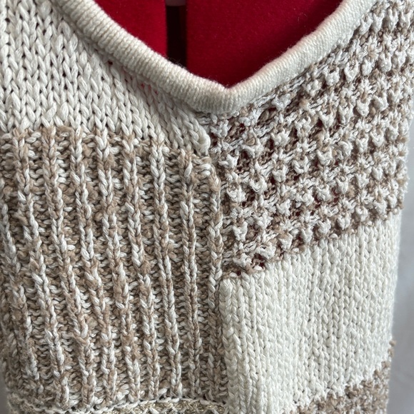 Anthropologie Beige and Cream Patchwork Knit Tank Top LL125 - Picture 3 of 11
